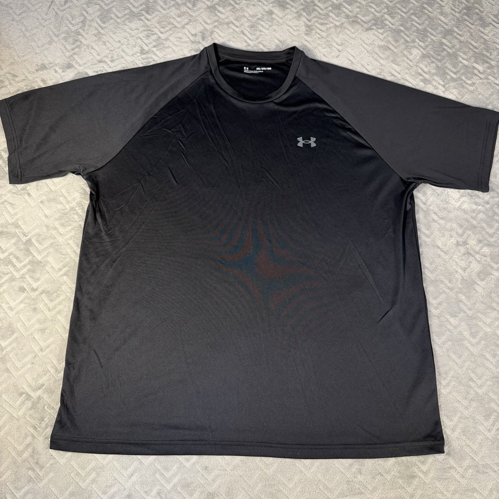 Under Armour Mens Short Sleeve T-Shirt Black/Gray Loose Fit Gym Tee 2XL